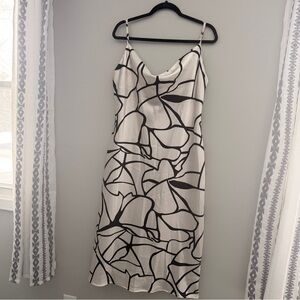 Elegant Black and White Spaghetti Strap Dress